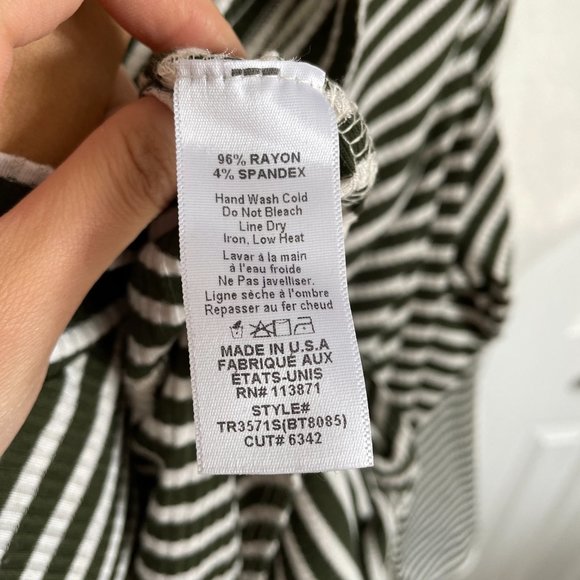 Jackson Rowe Green White Striped Penny Bodysuit, Rib Knit Soft Body Suit Top (M) - Picture 12 of 12